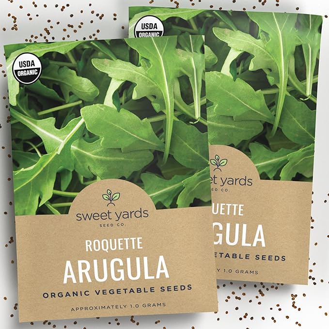 Organic Arugula Seeds - 2 Seed Packets! - Over 1,100 Open Pollinated Non-GMO USDA Organic Seeds
