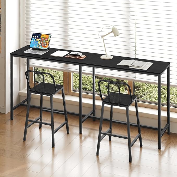 70.8" Long Bar Table, Counter Bar Height Table, High Top Table, Rectangular Hightop Bar Pub, for Kitchen, Living Room, Entryway, Black BT08BB
