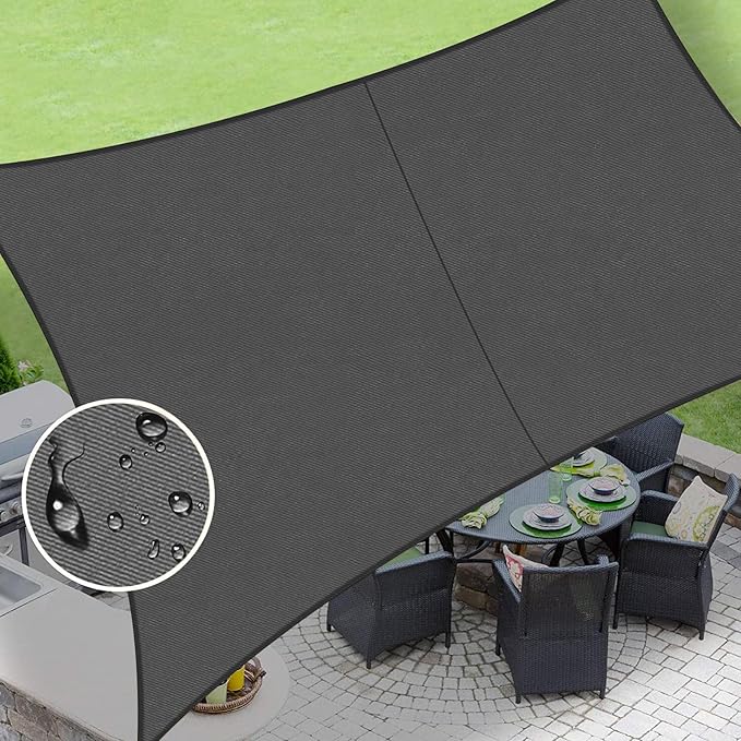 LOVE STORY Rectangle 7'x7' Waterproof Sun Shade Sail Canopy UV Block for Outdoor Patio Backyard Carport,Dark Grey(We Make Custom Size)