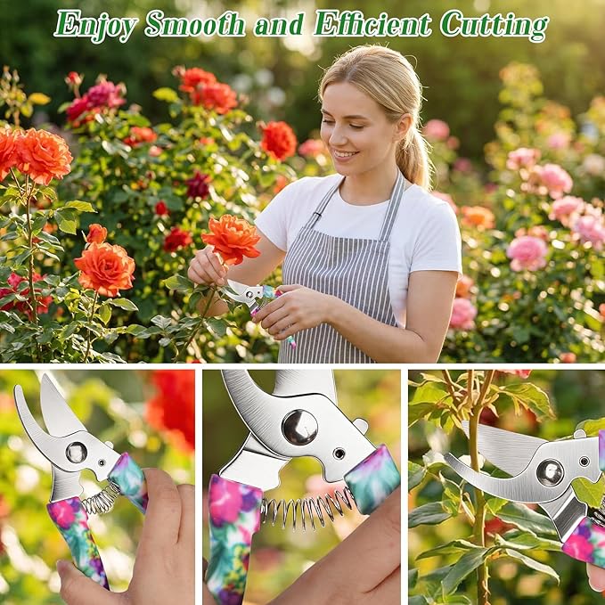 Gardening Gifts for Women, Gardening Tools for Mom Grandma Wife, 10 Pcs Garden Supplies mit Protable Case, Ergonomic Handle Trowel Rake Weeder Pruner Shears Sprayer Present Purple
