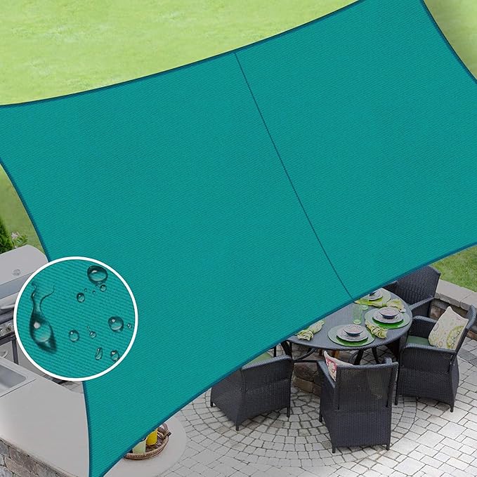 LOVE STORY Rectangle 5'x8' Waterproof Sun Shade Sail Canopy UV Block for Outdoor Patio Backyard Carport,Turquoise Blue(We Make Custom Size)