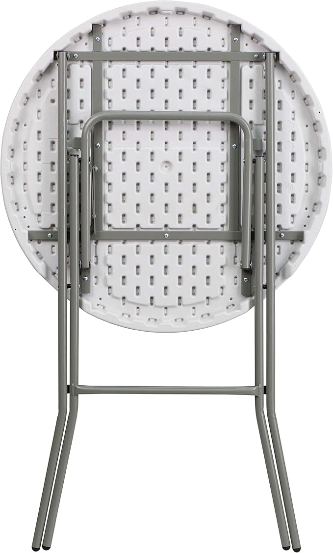 Flash Furniture Elon 2.6-Foot Round Granite White Plastic Bar Height Folding Tables, Set of 8