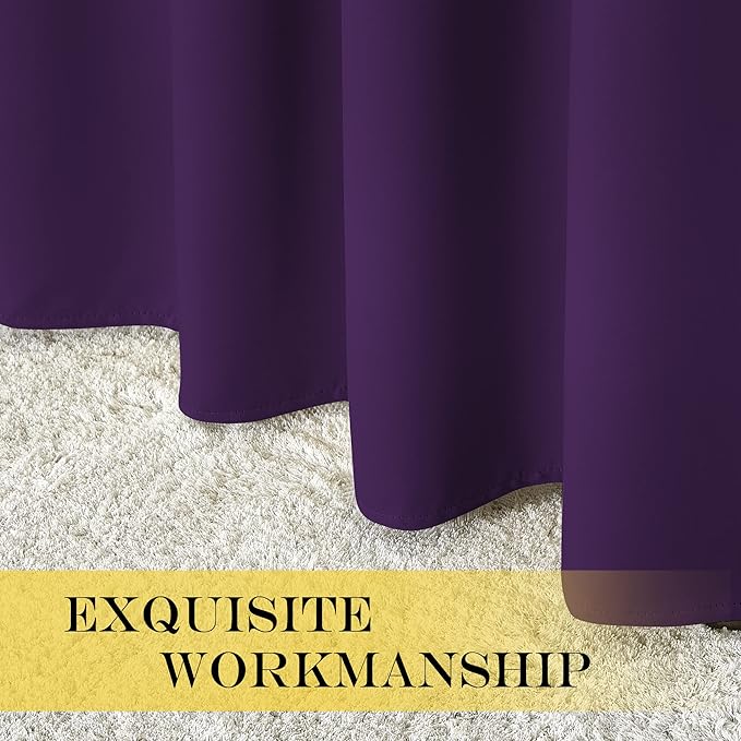 NICETOWN Blackout Curtains 120 inch Length for Sliding Glass Door, Grommet Thermal Insulated Room Darkening Sound Reducing Drapes for Room Divider, 1 Panel, W52 x L120, Royal Purple