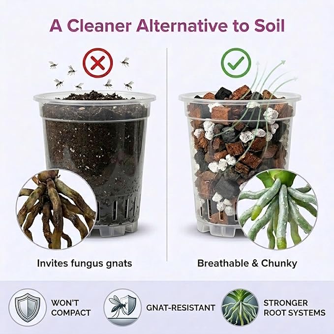Molly's Orchid Potting Mix - Premium Gritty Soilless Orchid Mix - Chunky High Drainage vs Standard Potting Soil for Indoor Plants - Contains Bark, Coco Chips, Akadama, Pumice, Lava Rock 10 Dry Quarts