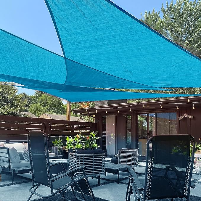 LOVE STORY Custom Size 8'x15'x17' Turquoise Blue Sun Shade Sail Right Triangle Sunshade Fabric Awning Canopy for Patio Backyard Carport Pergola (Customized)