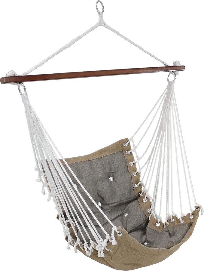 Sunnydaze Tufted Victorian Large Hanging Hammock Chair - Sturdy 300 Pound Capacity - Gray