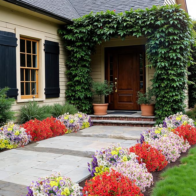 12 Bundles Artificial Pansy Flowers for Outdoor, Faux Silk Pansies Spring Flowers for Outside for Planter Front Door Porch Patio Yard Window Box Home Decor (Pink)