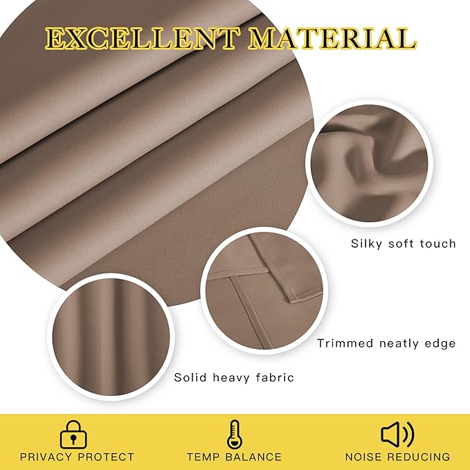 NICETOWN Blackout Curtain 63 inches Length for Bedroom - Grommet Thermal Insulated Window Treatments Sound Reducing Cold & Heat Blocking for Kids Room (Cappuccino, W46 x L63, 1 Panel)