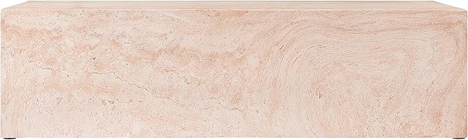 Christopher Knight Home Jorine 43.5" Outdoor Rectangular Coffee Table, Lightweight Concrete Coffee Table, Natural Texture Side Footstool, Spacious Tabletop Display, No Assembly Required, Natural