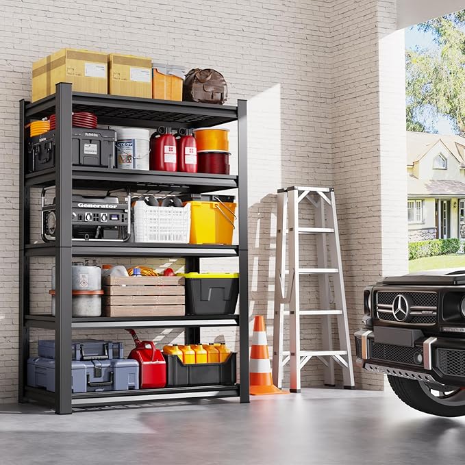 Set of 2 71"H Garage Shelving-3000LBS 5 Tier Storage Shelves,Adjustable Heavy Duty Metal Shelving Unit and Storage Large Wire Rack,Utility Steel Shelf For Shop Warehouse Industrial Pantry 71"x35"x16"