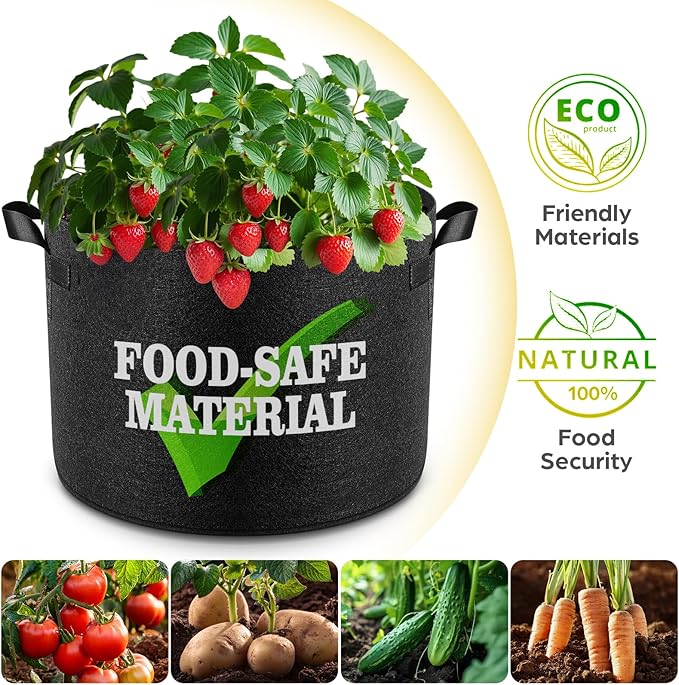 10 Pack 30 Gallon Grow Bags, Thickened Nonwoven Fabric Planter Pots with Handles, Heavy Duty 300G Garden Pots for Tomato, Potato and Vegetable