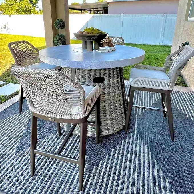 PURPLE LEAF Patio Bar Stool Bar Height Set of 2 Outdoor Rattan Chairs with Back Modern Aluminum Woven Barstools for Garden Indoor Kitchen Coffee