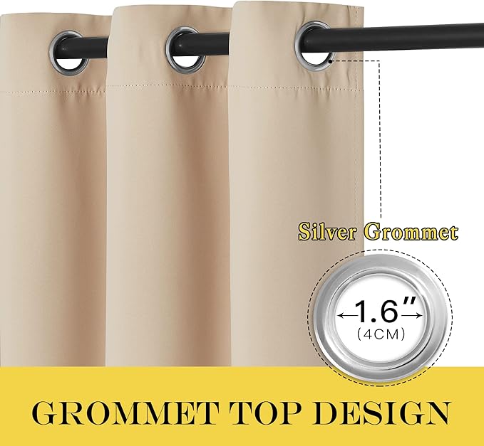 NICETOWN Doorway Curtain & Drape 78 inches Long - Grommet Thermal Insulated Privacy Blackout Window Treatment Soundproof for Bedroom/Living Room (Biscotti Beige, 1 Panel, W52 x L78)