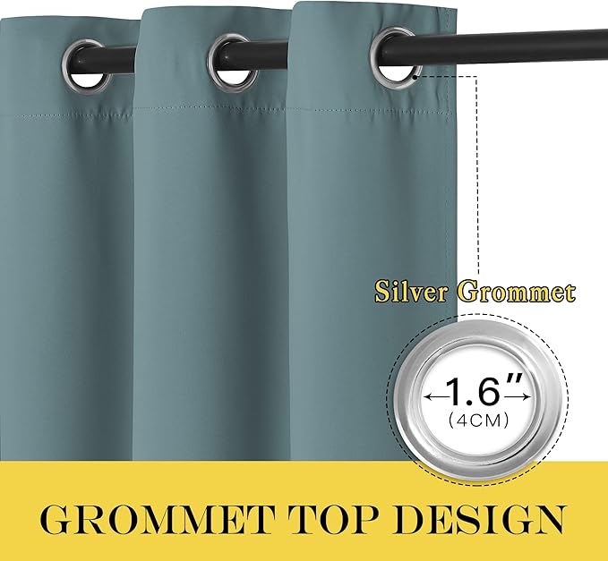 NICETOWN Blackout Patio Curtains 100 x 144 Inches Long for Sliding Door Extral Wide Blackout Curtain Panels Thermal Insulated Room Divider - Grommet Top, 100" W x 144" L, 1 Panel, Greyish Blue