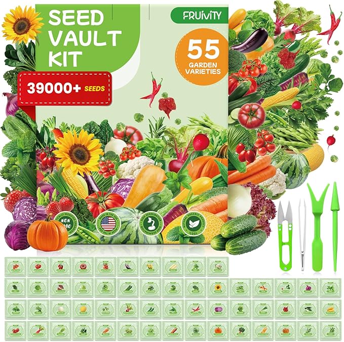 55 Vegetable Seeds Variety Pack - 39,000+ Heirloom Seeds for Planting Vegetables and Fruits, Non-GMO Garden Seeds for Outdoor Planting Gift for Mother, Women, Mom, Friend (55 PCS Vegetable Seeds)