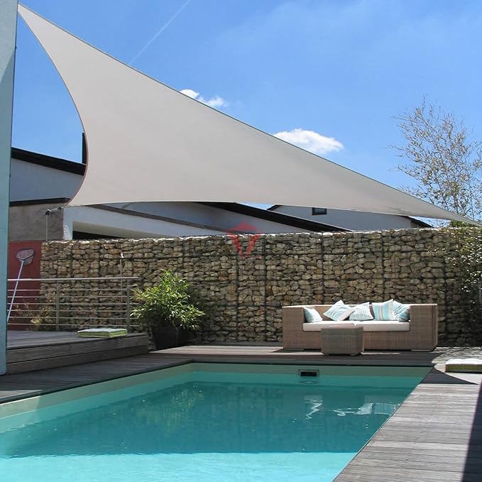 Patio Paradise 17' x 17' x 17' Sun Shade Sail Triangle Canopy Shade Cloth Fabric Sunlight Block Patio Pergola Cover HDPE Deck Awning for Outdoor Backyard Roof Shading, Gray