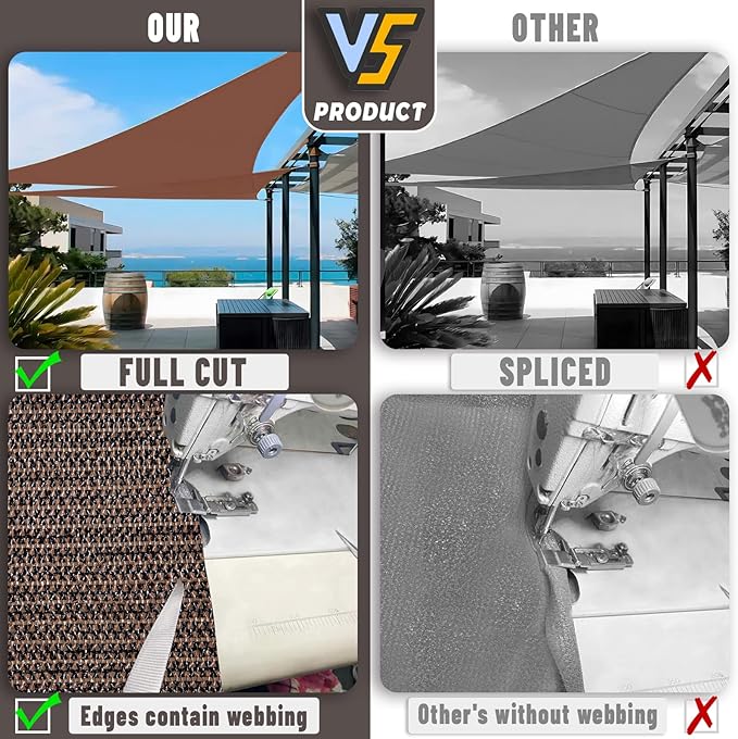 LOVE STORY Custom Size 7'x7'x9.9' Brown Sun Shade Sail Right Triangle Sunhsade Fabric Awning Canopy for Patio Backyard Carport Pergola (Customized)