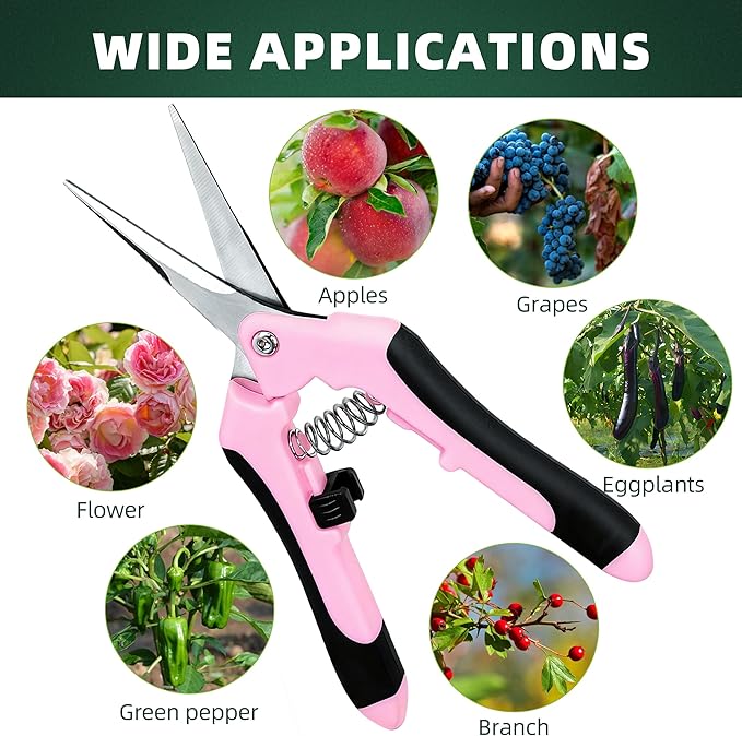 EWPJDK 3 Pack Garden Pruning Shears, Stainless Steel Shears, Gardening Shears, Scissors, Garden Clippers, Pruning Snips, Pruning Shears for Gardening Tools (Pink)
