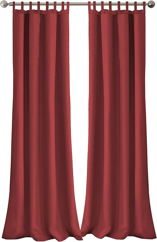 Elrene Home Fashions Matine Weatherproof Tab-Top Indoor/Outdoor Solid Color Curtain Panel for Porch, Pergola, Patio, Deck, 52”W x 95”L, Red