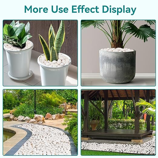 15 lbs White Rocks for Landscaping, 1-2 inch Decorative Rocks for Plants Indoor, Large Polished River Rocks for Garden, Outdoor Landscaping, Walkways, Yard, Plants Pots, Vases, Crafts