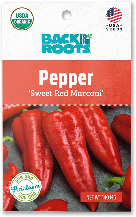 Back to The Roots 100% Organic Seed Packet - Pepper 'Sweet Red Marconi' 140mg