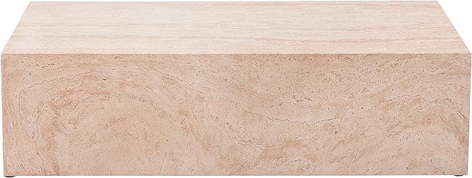 Christopher Knight Home Jorine 43.5" Outdoor Rectangular Coffee Table, Lightweight Concrete Coffee Table, Natural Texture Side Footstool, Spacious Tabletop Display, No Assembly Required, Natural