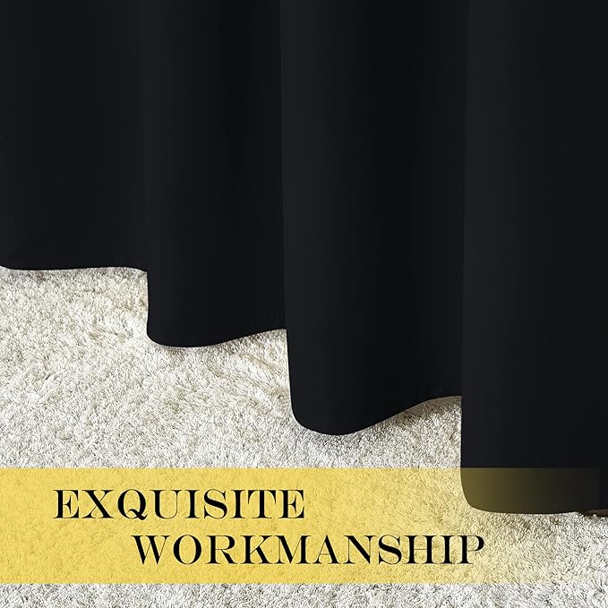 NICETOWN Bedroom Black Out Curtain 54 inches Long - Solid Thermal Insulated Grommet Blackout Window Treatment Sound/Light Blocking for Basement (1 Panel, W66 x L54, Black)