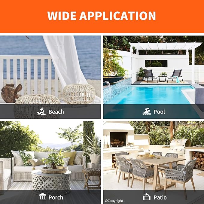 DIVA EN CAMINO DEC Outdoor Patio Curtain Waterproof Darkening Thermal Insulated Indoor Curtains for Bedroom, Porch, Living Room, Pergola, Cabana, W52 x L95, Orange, Set of 2 Panels