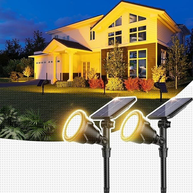 ROSHWEY Solar Spot Lights Outdoor Spotlight 18 LED Waterproof Landscape Spotlight for Garden Lawn Backyard Patio Porch Wall Deck Garage (WarmWhite- 2 Pack)