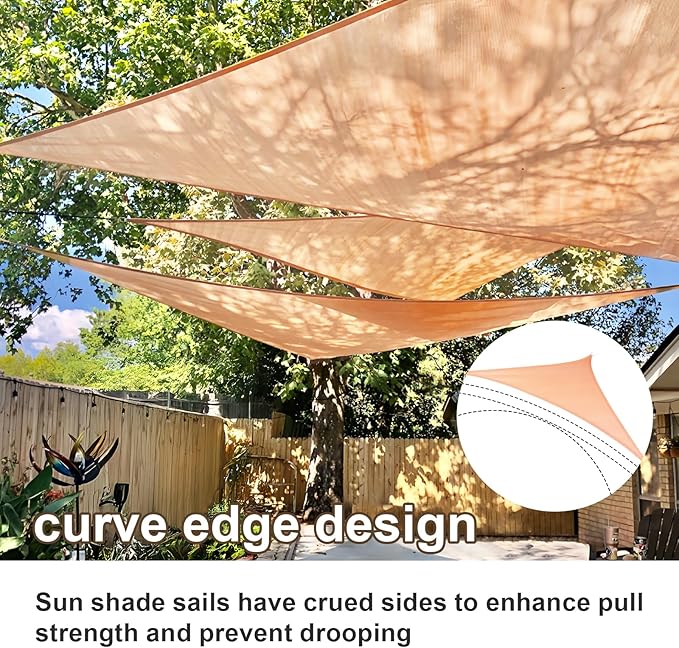 SUNLAX Sun Shade Sail 6' x 8' x 10' Peach Fuzz Rectangle Canopy Sail Shade Cover UV Block Permeable Sunshade Outdoor for Patio Backyard Deck Pergola (We Make Custom Size)
