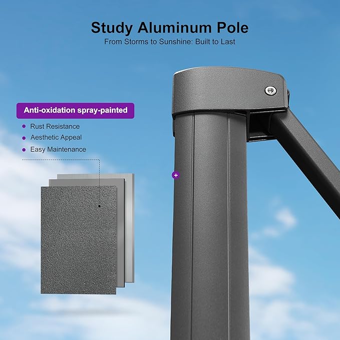 PURPLE LEAF Patio Umbrella 8' X 8' Rectangle Cantilever Umbrella Large Aluminum Outdoor Umbrellas with 360-degree Rotation & UPF40+ Premium Fabric for Deck Pool Garden Yard, Mint Green