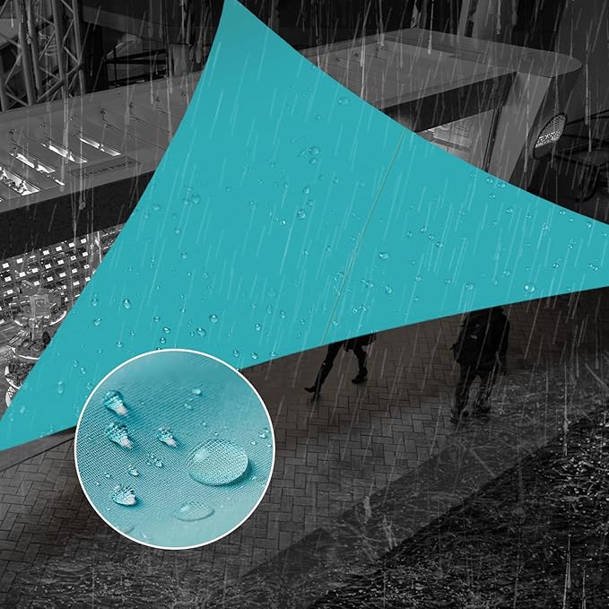 SUNNY GUARD Waterproof Sun Shade Sail 7'x9'x11.4' Turquoise Blue Right Triangle UV Block Sunshade for Backyard Yard Deck Patio Garden Outdoor Activities and Facility(Customized)
