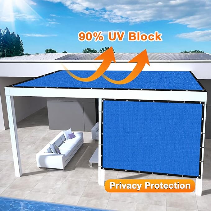 Artpuch Outdoor Pergola Shade Cover 6' X 7' Sun Shade Cloth with Grommets, 90% UV Protection Canopy Patio Privacy Screen (Customized Available) GN107, Blue