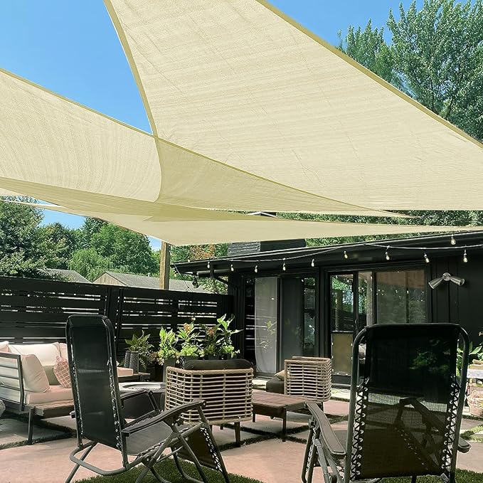LOVE STORY Custom Size 8'x11'x13.6' Butter Cream Sun Shade Sail Right Triangle Sunshade Fabric Awning Canopy for Patio Backyard Carport Pergola (Customized)