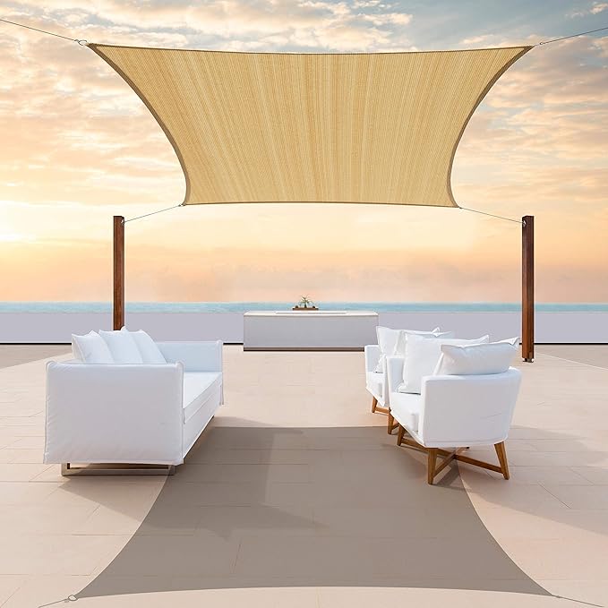 ColourTree TAPR1616 Custom Size 12' x 24' Sand Beige Sun Shade Sail Canopy UV Block UPF50 Rectangle - Commercial Standard Heavy Duty - 190 GSM - 3 Years Warranty