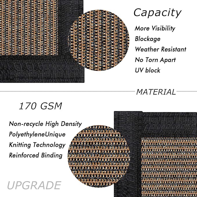 UPGRADE Privacy Fence Screen 6'x17' Brown Outdoor 90% Visibility Blockage 170 GSM Mesh Shade Cover Panels for Backyard,Balcony,Home Decoration with Zip Ties,Customized Avaliable
