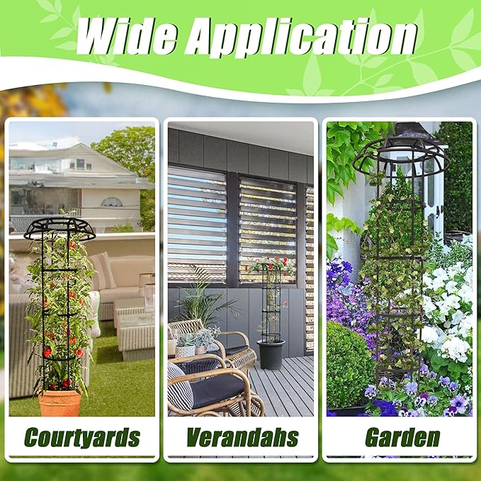 Garden Trellis for Climbing Plants Outdoor, 65 Inch Mushroom Top Trellis for Climbing Plants, Plant Trellis Support for Potted Plants Climbing Vine Rose Clematis Vegetable Trellis, 2 Pack