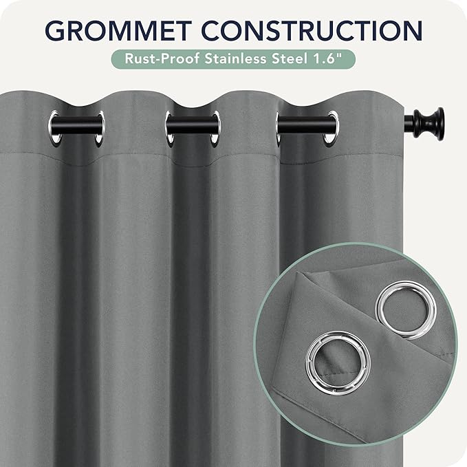 Outdoor Curtains for Patio Waterproof 6 Panels - Windproof, Privacy, Weatherproof Outside Drapes for Gazebo Pergola Porch, Grommet Top and Tab Bottom, 54x120 Inch, Grey