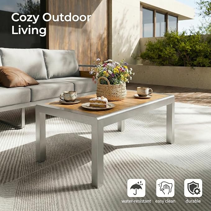 ZANDOR Aluminum Outdoor Patio Furniture - 2 Pcs Armchair, All-Weather Metal Modern Outside Furniture with Washable Thick Cushion for Garden/Backyard/Porch, Silver