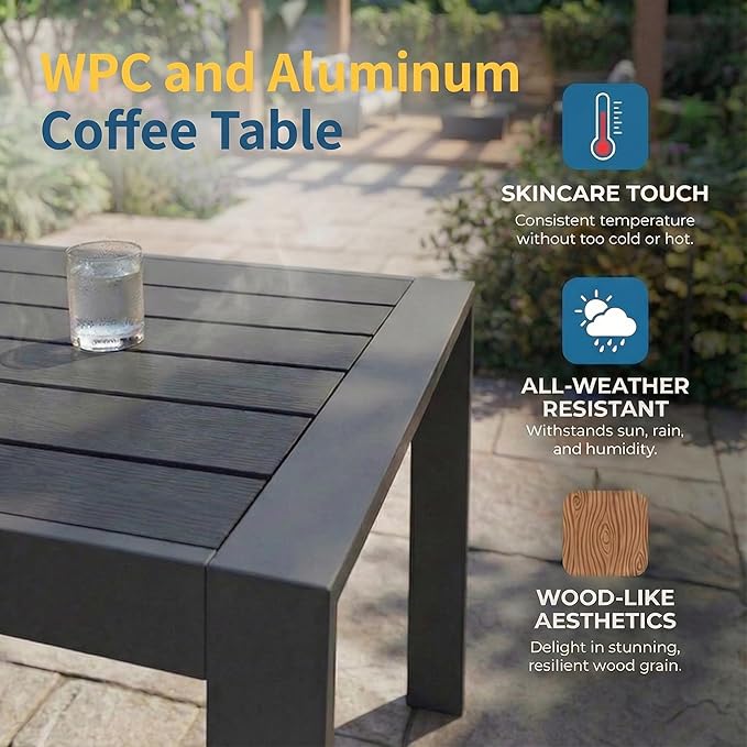 Solaste Aluminum Patio Furniture Set for All Weather, Oversized Metal Outdoor Furniture Set with 27.5" Deep Seating and 3.2" Wide Armrest, Outdoor Patio Sofa with 10" Back Suport Cushion