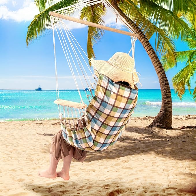 Backyard Expressions Reversible Hanging Rope Swing - Max 275 Lbs - Wooden Spreader Bar - for Any Indoor or Outdoor Spaces