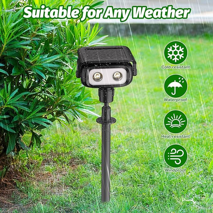 Nreonrick Solar Spot Lights 360° Adjustable Solar Lights Outdoor IP65 Waterproof with 2-in-1 Solar Powered Spotlights for Landscape Lighting for Garden, Yard, Pathway (Cool White, 4 Pack)