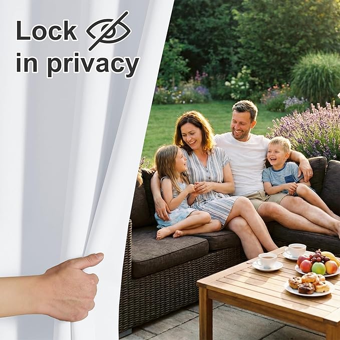 RYB HOME Outdoor Curtains for Patio Waterproof Block Sunlight Thermal Insulated Privacy Assured Thick Outside Curtains for Porch, Gazebo, Pergola, W84 x L84, Greyish White, 1 Panel