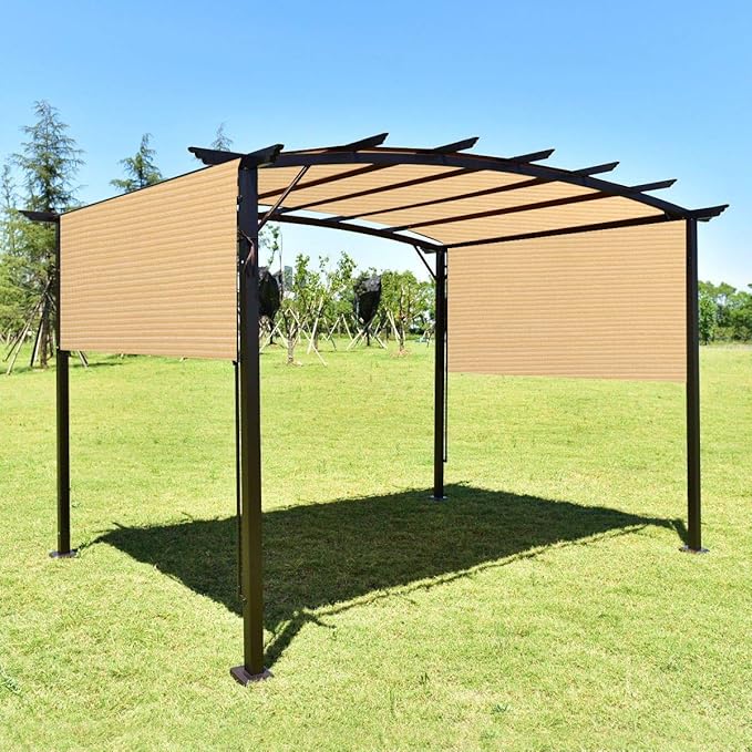 Eden's Decor Straight Flat-Edged Sun Shade Sail Rectangular 5' x 6' Beige UV-Blocking Outdoor Canopy Fabric Cloth Awning for Pergola Patio Garden Backyard Custom Size