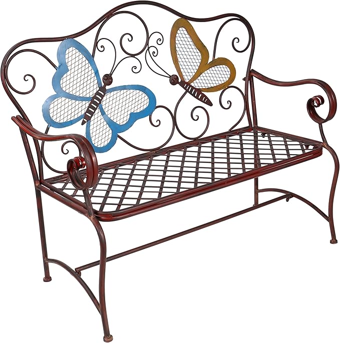 Alpine Corporation 45" x 23" Outdoor 2-Person Butterfly Garden Bench