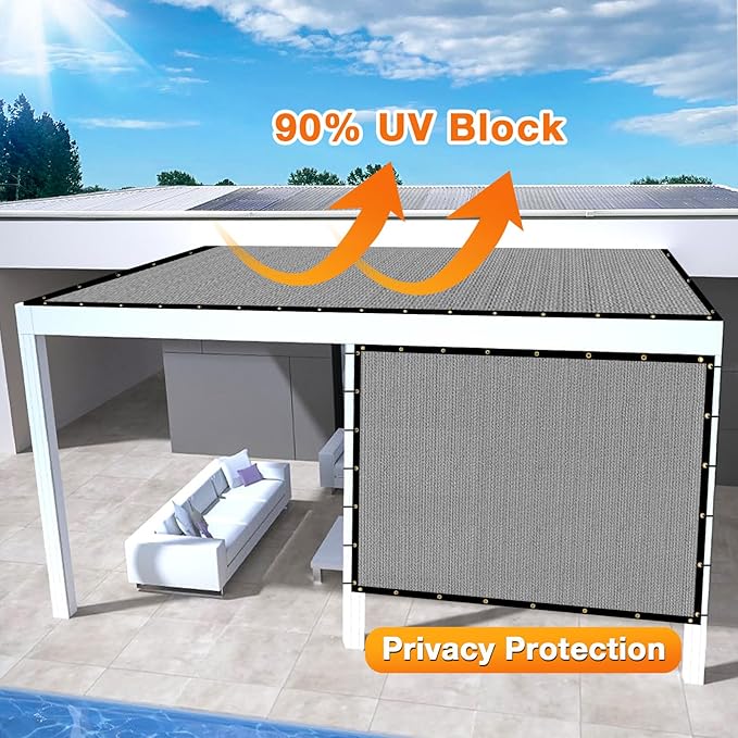 Artpuch Outdoor Pergola Shade Cover 5x9 FT Sun Shade Cloth with Grommets Light Grey 90% UV Protection Canopy Patio Privacy Screen (Customized Available)