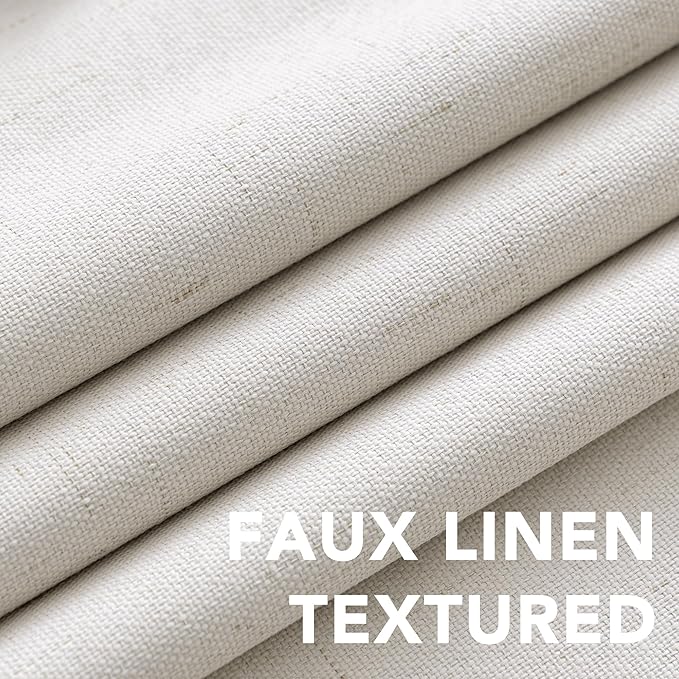 H.VERSAILTEX 100% Blackout Curtains Ivory, Linen Blackout Curtains 96 inch Curtains 2 Panel Set, Elegant Curtain for Bedroom Grommet Drapes Window Curtains Living Room Drapes (Pack of 2)
