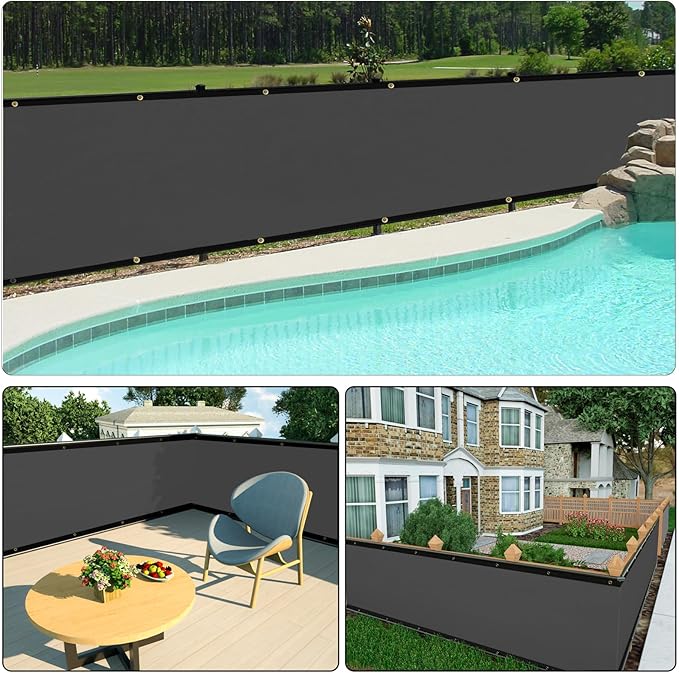UPGRADE Privacy Fence Screen 3'x30' Dark Grey Outdoor 90% Visibility Blockage 170 GSM Mesh Shade Cover Panels for Backyard,Balcony,Home Decoration with Zip Ties,Customized Avaliable