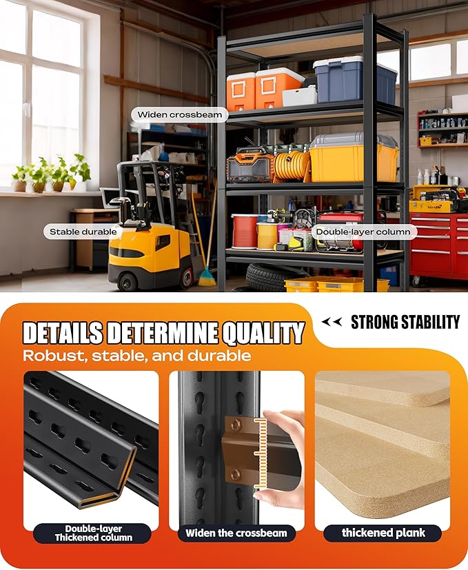 AOAORRG Set of 4 Garage Shelving Heavy Duty Storage Shelves, Metal Adjustable Shelving Unit, Utility Garage Organizer Shelf for Basement, Pantry, Kitchen, Warehouse, 45.6" Wx19.7 Dx78 H
