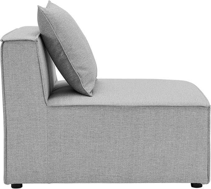Modway Saybrook Outdoor Patio Upholstered Sectional Sofa Armless Chair in Gray